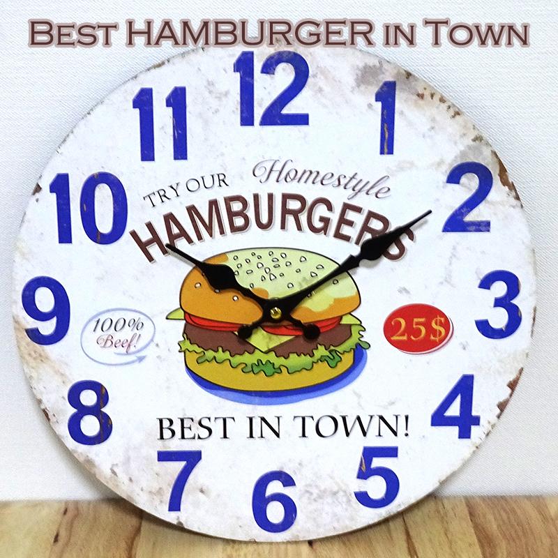 掛時計 Best Hamburger In Town ビンテージ ポップ カラフル 壁掛け アメリカン 雑貨 アンティーク おしゃれ 可愛い バー カフェ Hwa111 Zippoタバコケース喫煙具のハヤミ 通販 Yahoo ショッピング