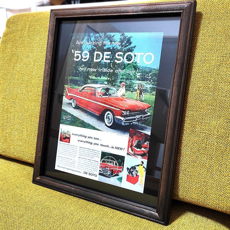 木製 フレームポスター 車 おしゃれ ビンテージ 壁掛け アメリカン