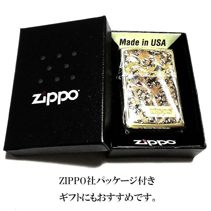 ZIPPO（ジッポー） ジッポ ライター 唐草 ゴールド＆ブラック ロゴ