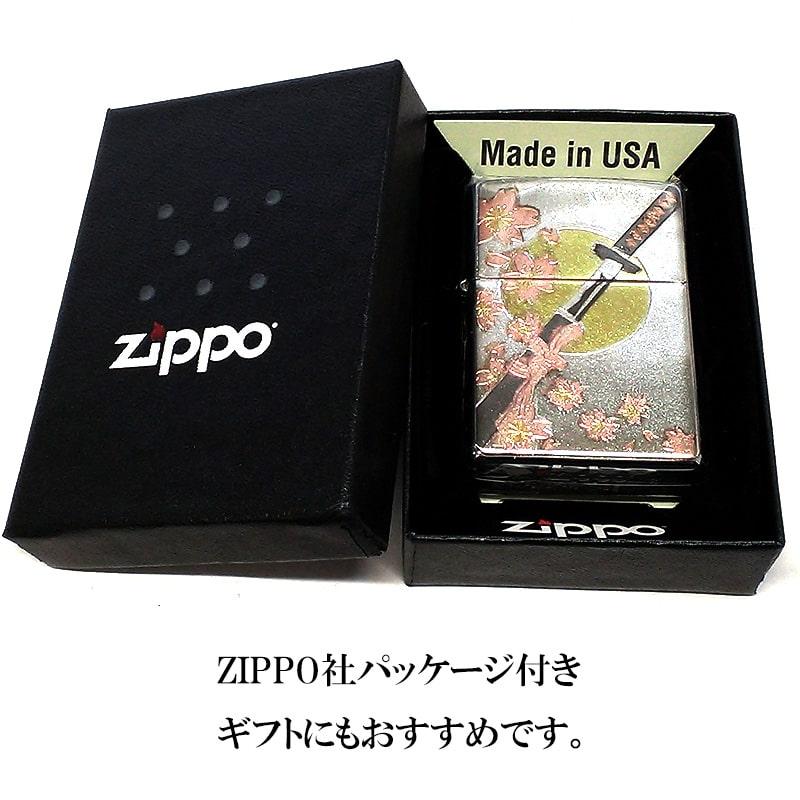 ZIPPO（ジッポー） ライター 和柄 刀 桜 月 ジッポ シルバー 日本 和風