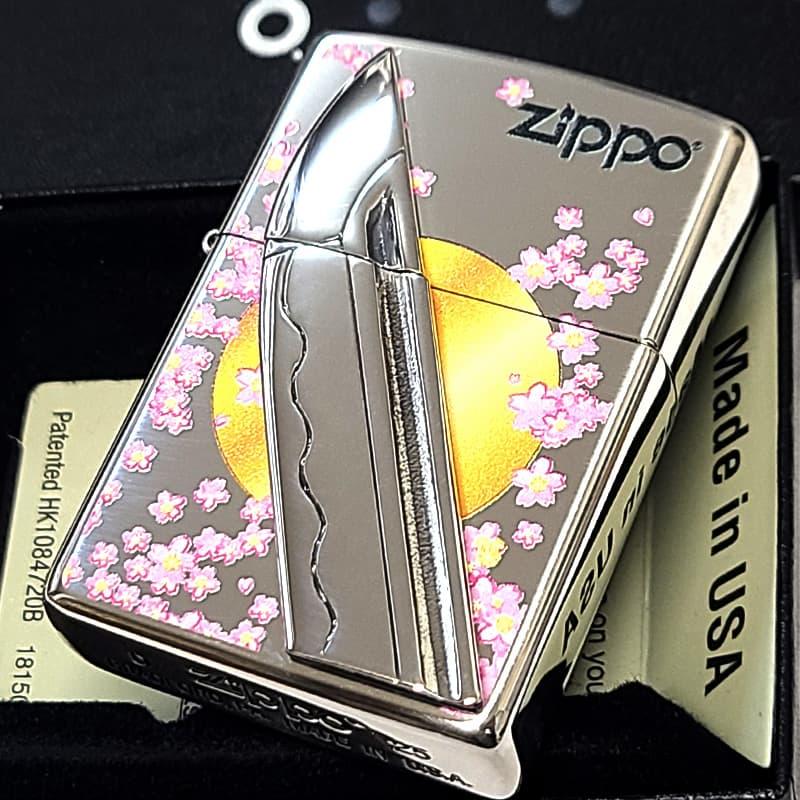 ZIPPO（ジッポー） 和柄 刀 重厚メタル ジッポ ライター ロゴ 満月