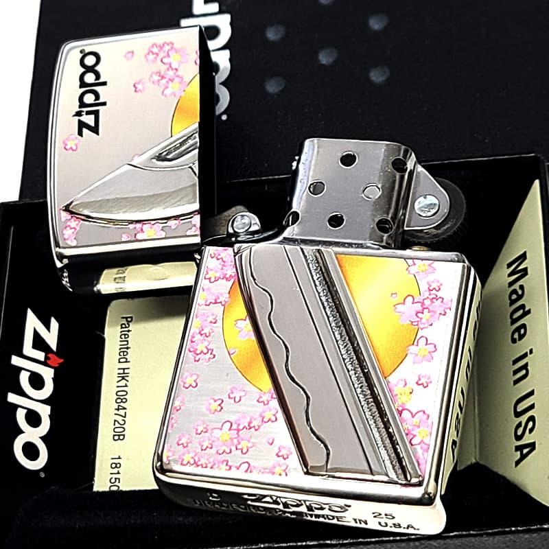 ZIPPO（ジッポー） 和柄 刀 重厚メタル ジッポ ライター ロゴ 満月 