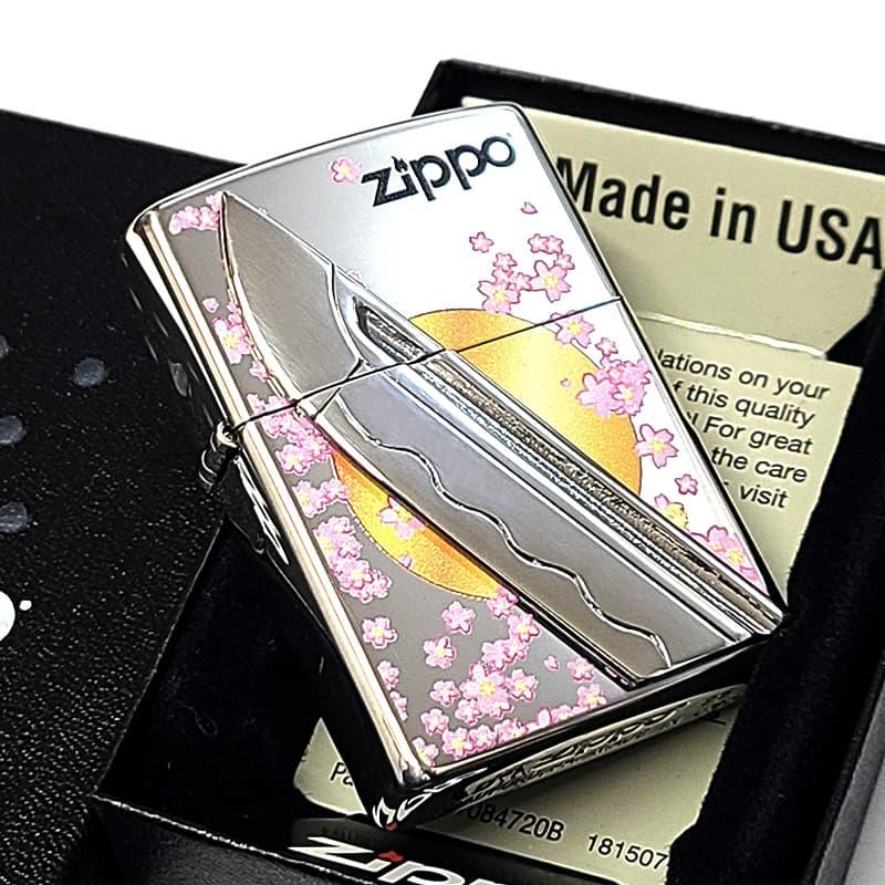 ZIPPO（ジッポー） 和柄 刀 重厚メタル ジッポ ライター ロゴ 満月