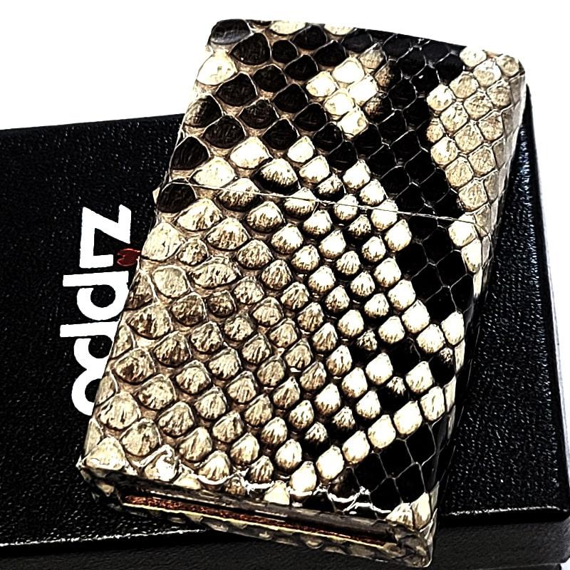 ZIPPO 本錦蛇革巻き パイソン ジッポ ライター 鱗柄 全面 蛇