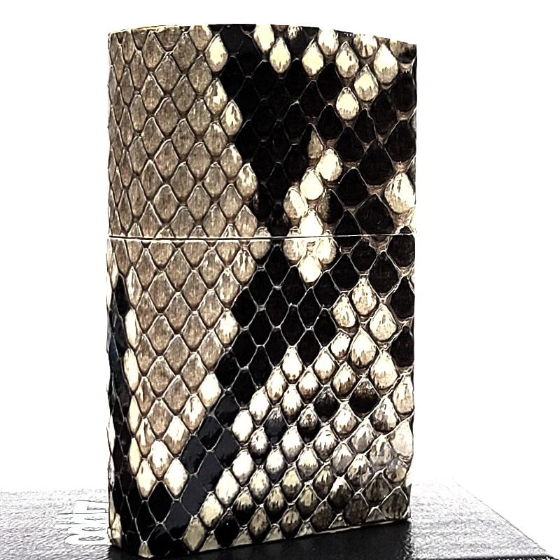 ZIPPO 本錦蛇革巻き パイソン ジッポ ライター 鱗柄 全面 蛇