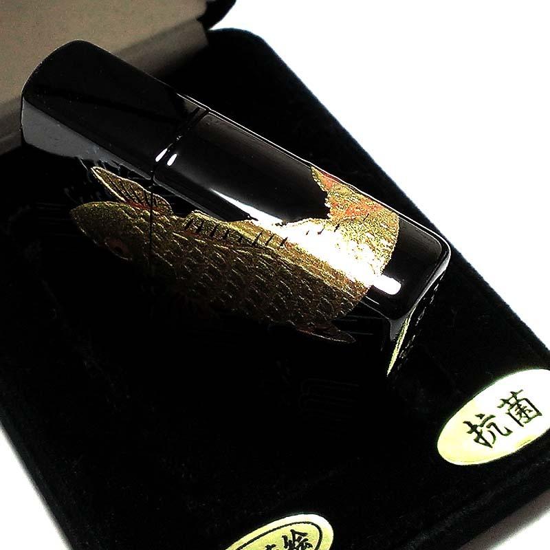超美品ダンヒルガスライター鯉柄漆装飾黒色