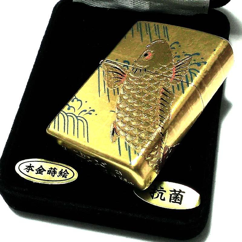 ZIPPO 和柄 ライター 本金蒔絵 鯉 金 昇鯉 ジッポ ゴールド 伝統