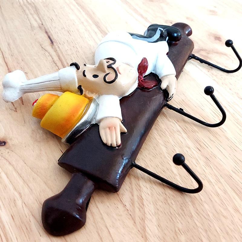 壁掛け トリプルフック フレンチシェフ おじさん 可愛い 3連 収納