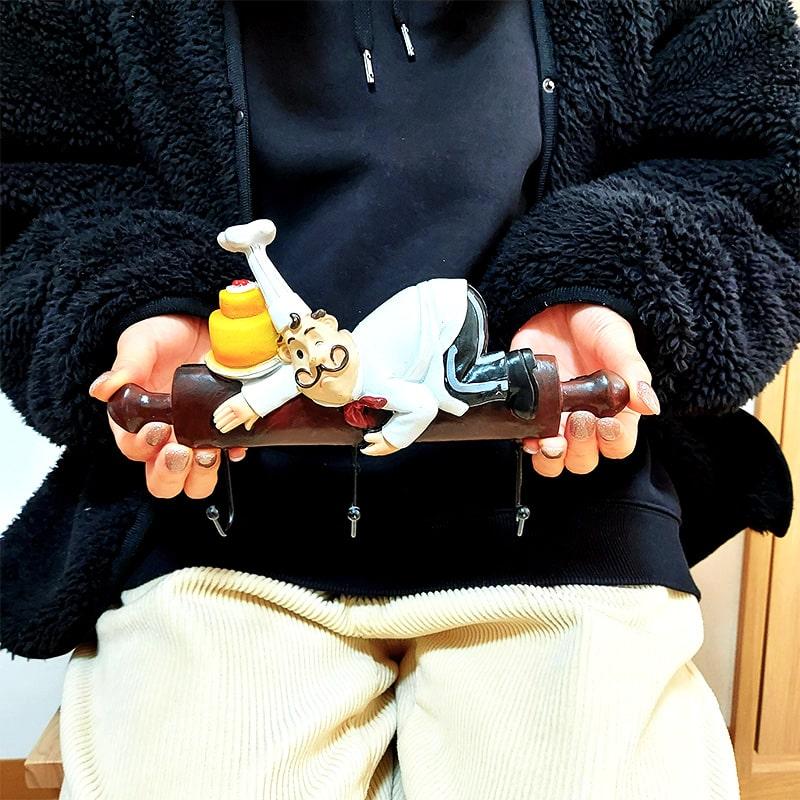 壁掛け トリプルフック フレンチシェフ おじさん 可愛い 3連 収納