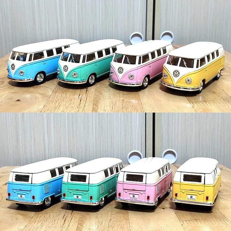 アメリカン レトロ ミニカー VW バス パステルカラー 車 プルバック式