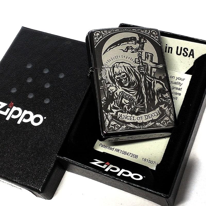 ZIPPO 死神 細密レーザー彫刻 ジッポ ライター かっこいい ブラックニッケル メンズ ジッポー 御守り ギフト プレゼント 渋い｜hayamipro｜05