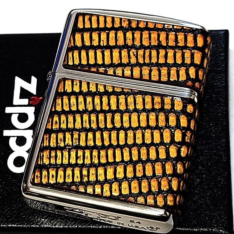 ZIPPO（ジッポー） アーマー 本リザード革 銀燻し ジッポ ライター 3面 