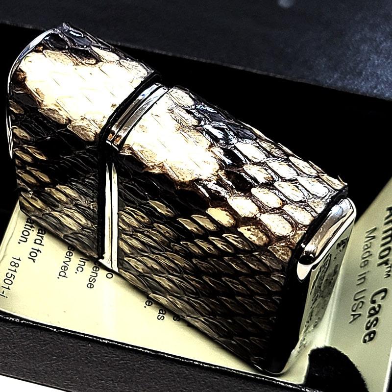 ZIPPO ライター 本錦蛇革 3面連続加工 アーマー ジッポ 重厚 おしゃれ パイソン 銀燻し かっこいい 本革 NC彫刻 レザー 渋い メンズ 高級 | ZIPPO | 03