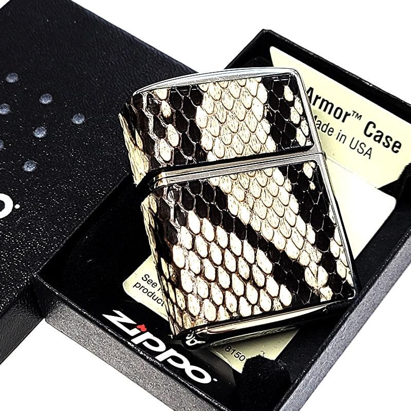 ZIPPO ライター 本錦蛇革 3面連続加工 アーマー ジッポ 重厚 おしゃれ パイソン 銀燻し かっこいい 本革 NC彫刻 レザー 渋い メンズ 高級 | ZIPPO | 05