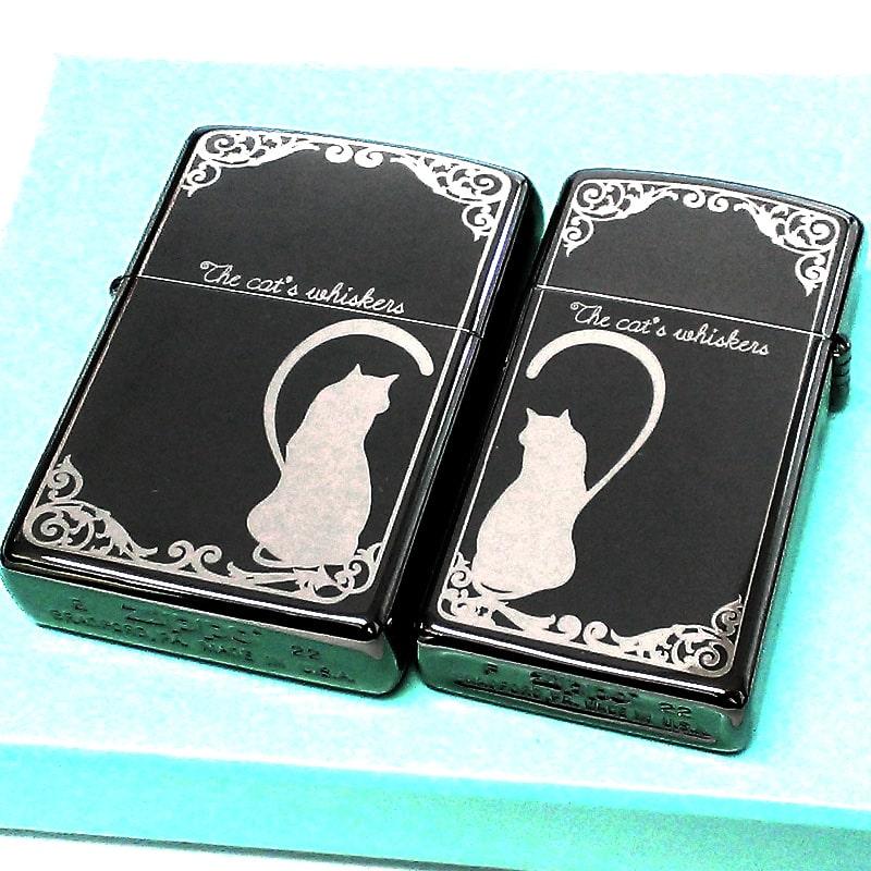 ねコネコ】ZIPPO ライター ペアハート ブルー シルバー ケース付 ZIPPO