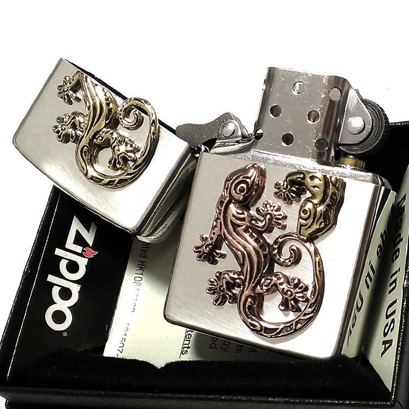 ZIPPO ライター ラッキーチャーム ゲッコー 銀イブシ ジッポ