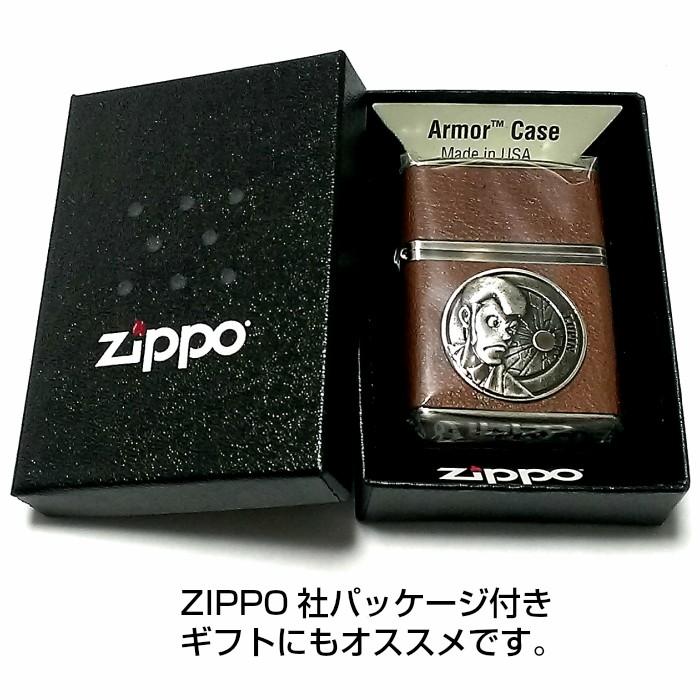 ZIPPO ルパン三世 アーマー ジッポ ライター ヴィンテージ・スタイル 本牛革巻き 4面 シルバー燻し＆ブラウン アニメ かっこいい 父の日｜hayamipro｜07