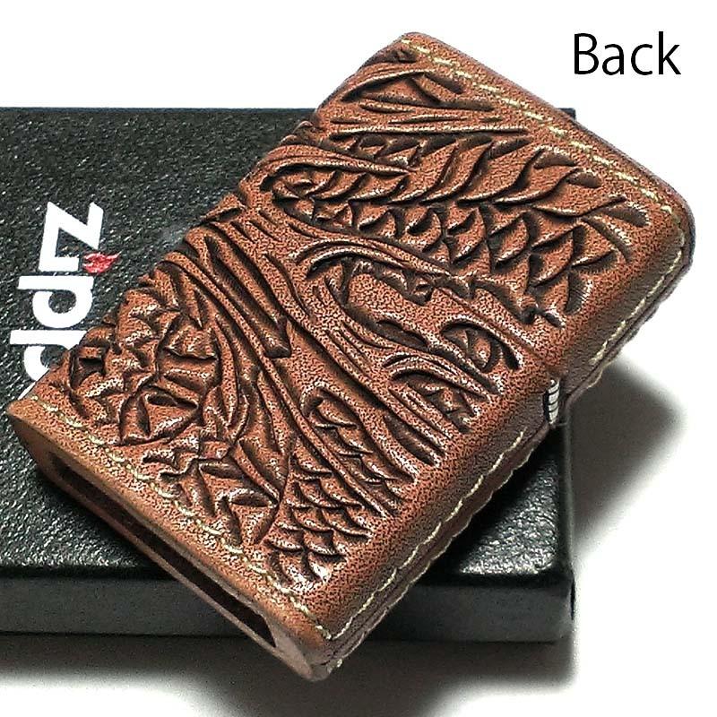 ZIPPO ライター 本革巻き ジッポ カオス 龍神 手彫り Leather Works 牛革 ハンドメイド 彫刻 かっこいい おしゃれ ブランド 高級｜hayamipro｜03