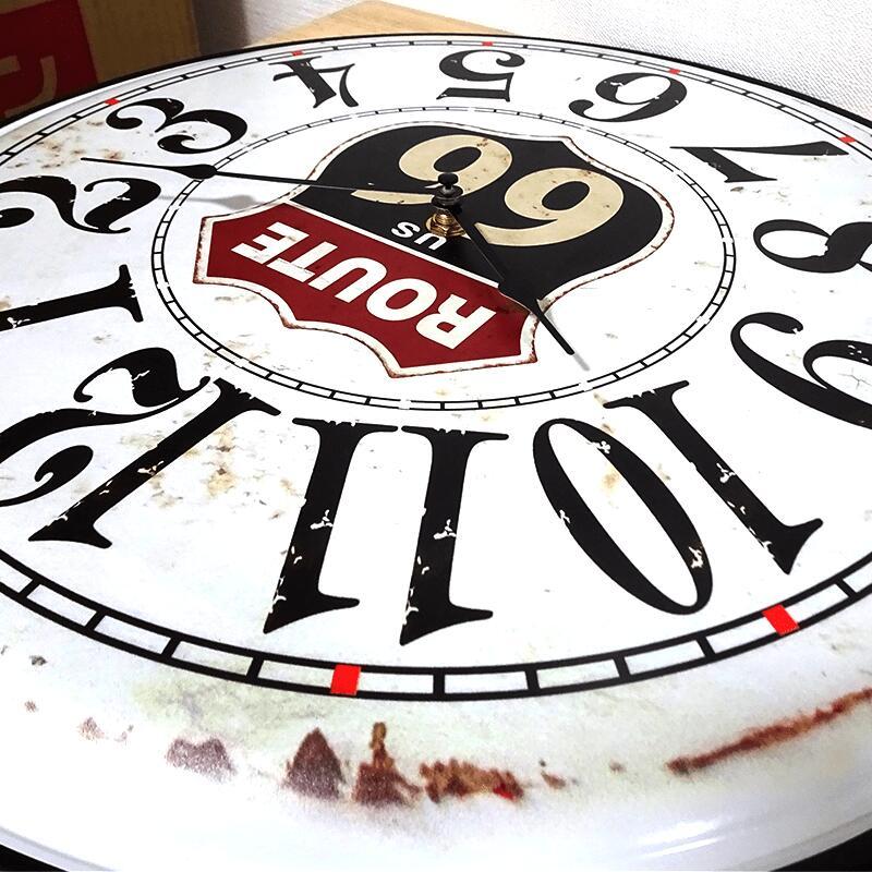 アメリカン レトロ 掛時計 ルート66 ビンテージ 壁掛け 鉄製