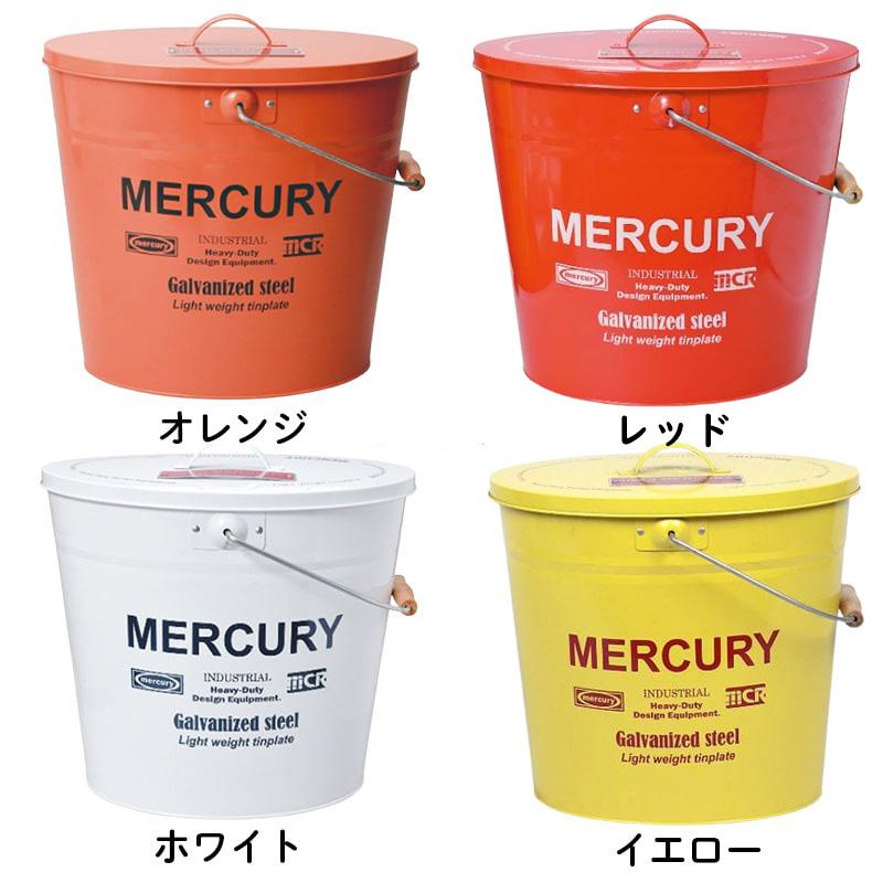 MERCURY（マーキュリー） オーバル バケツ 蓋つき 大きい ブリキ ロゴ