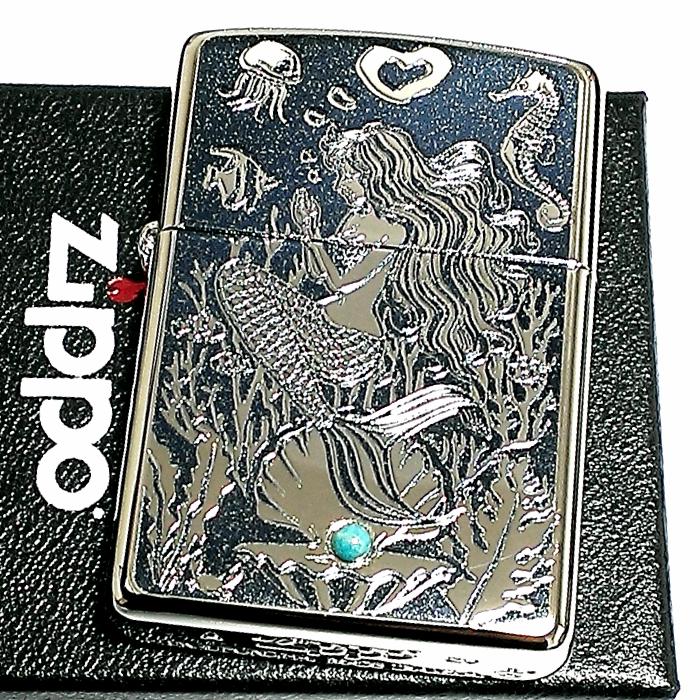 ZIPPO（ジッポー） アーマー ジッポ シルバー＆ブルー 鏡面 マーメイド