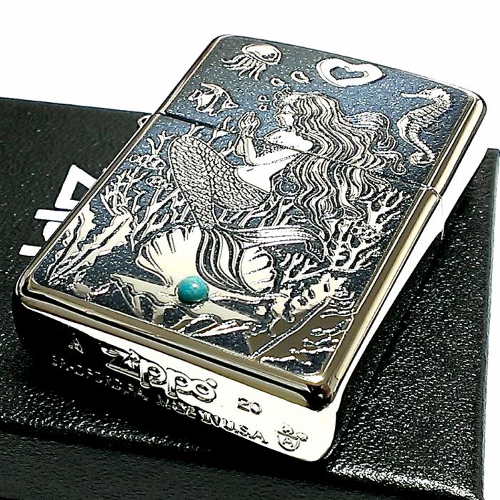 ZIPPO（ジッポー） アーマー ジッポ シルバー＆ブルー 鏡面 マーメイド