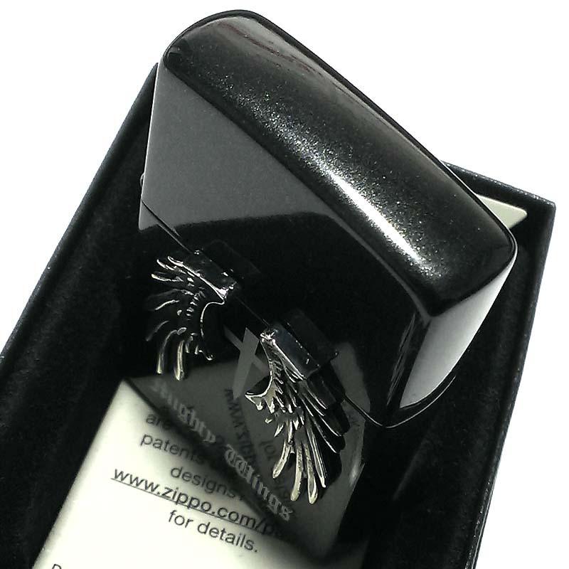 新品未使用　Mighty Wings Zippoライター と灰皿 ZIPPO（ジッポー） ライター マイティ ウィングス ラメブラック 天使の