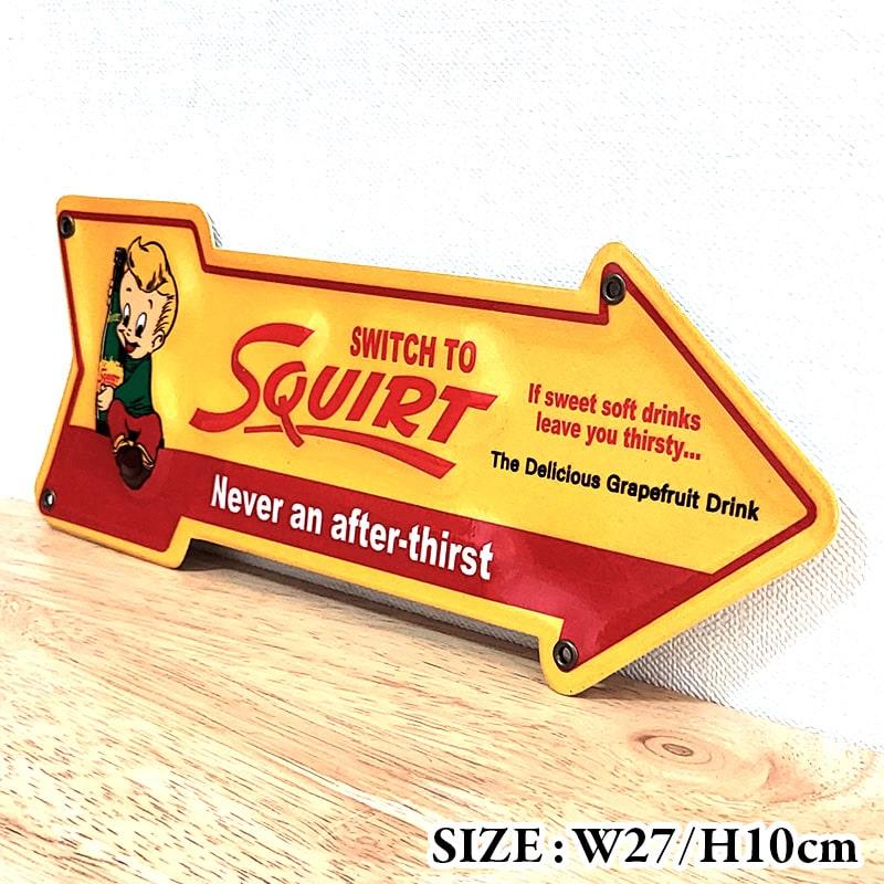 アメリカン レトロ ブリキ看板 ミニエンボスメタルサイン SQUIRT