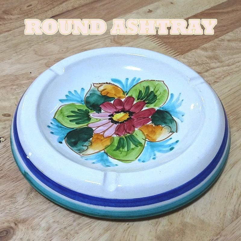 灰皿 お花 デイジー 丸型 ラウンドアッシュトレイ 陶器 タバコ