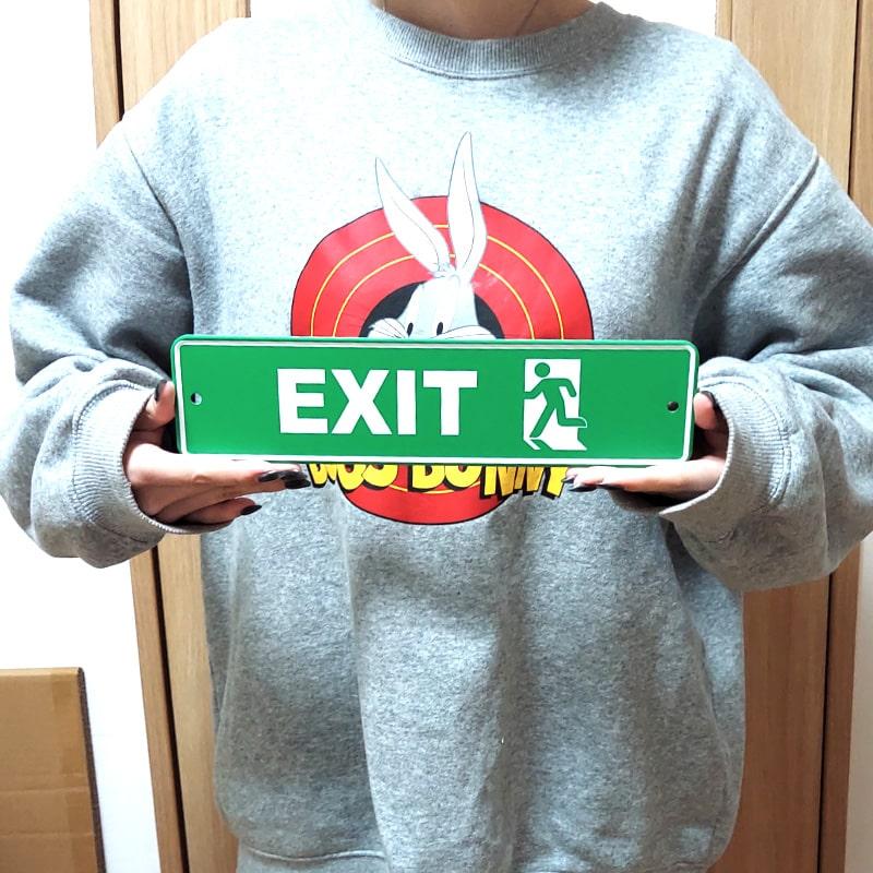 アメリカン レトロ 看板 EXIT メッセージプレート 出口 メッセージ