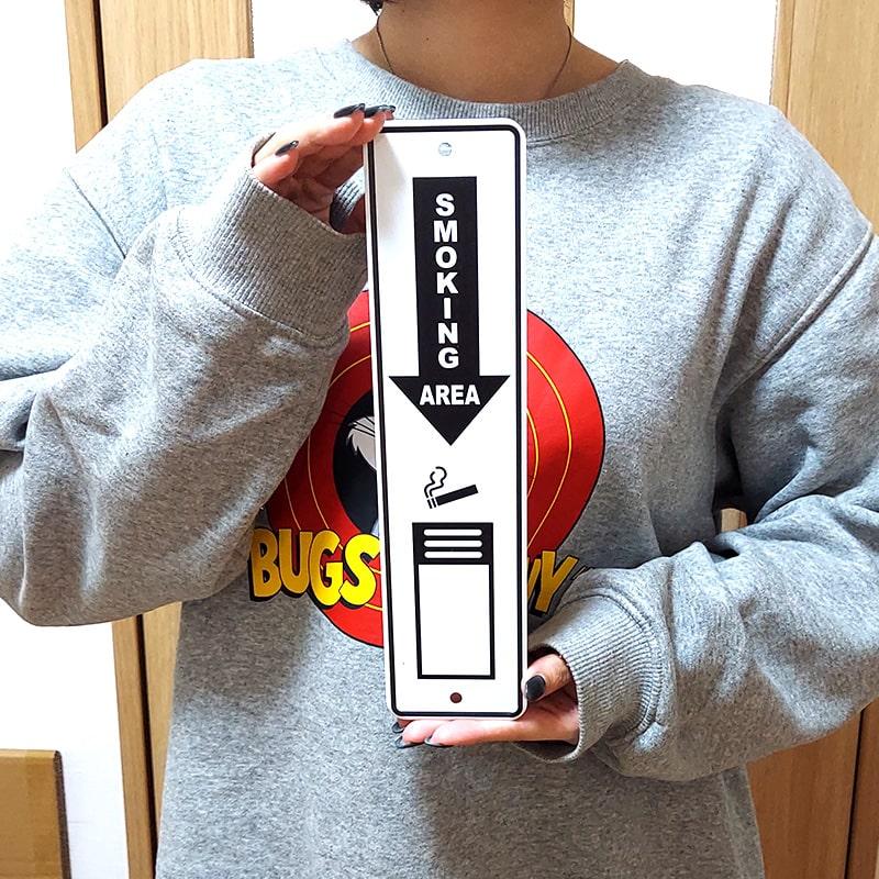 アメリカン レトロ ブリキ看板 SMOKING AREA メッセージプレート 喫煙