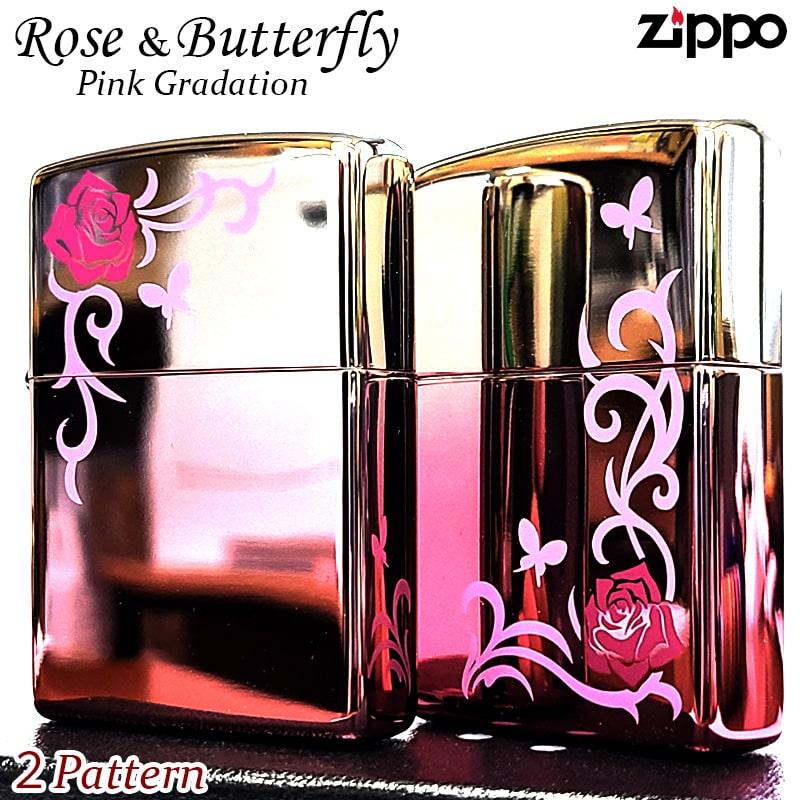 ZIPPO ライター ローズ＆バタフライ ジッポ ピンク