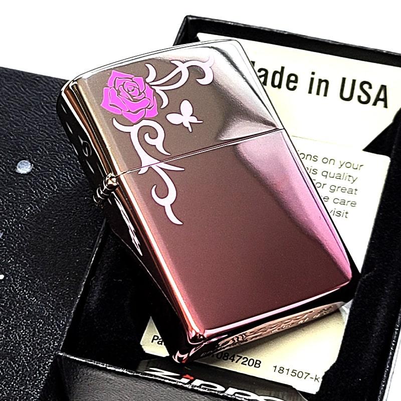 ZIPPO（ジッポー） ライター ローズ＆バタフライ ジッポ ピンク