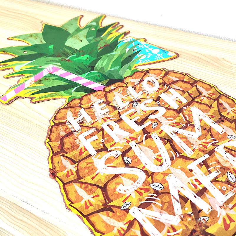 アメリカン レトロ ブリキ看板 ビンテージ Pineapple Summer