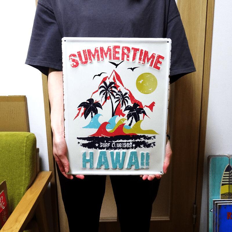アメリカン レトロ ブリキ看板 SUMMER TIME HAWAII ハワイ ビンテージ