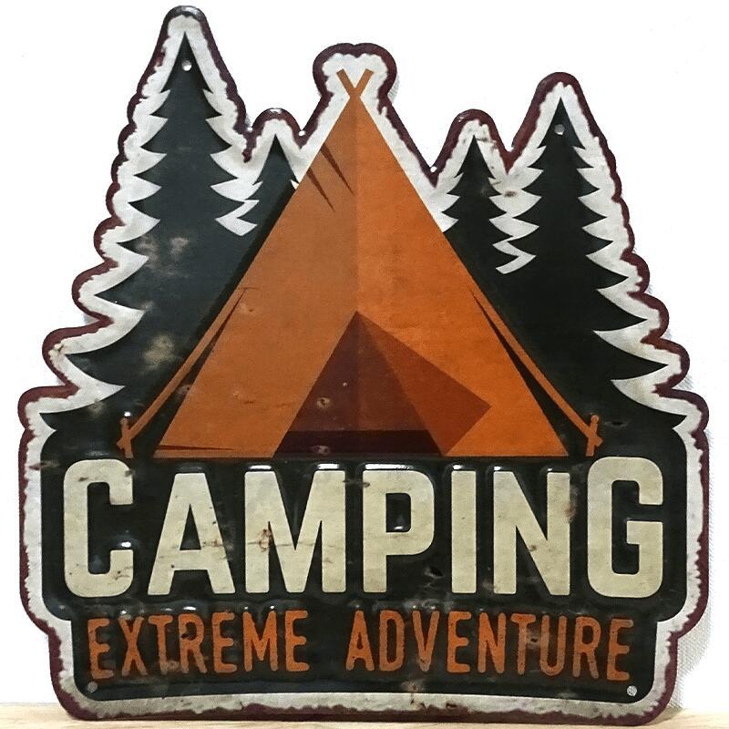 アメリカン レトロ ブリキ看板 かわいい アウトドア CAMPING テント