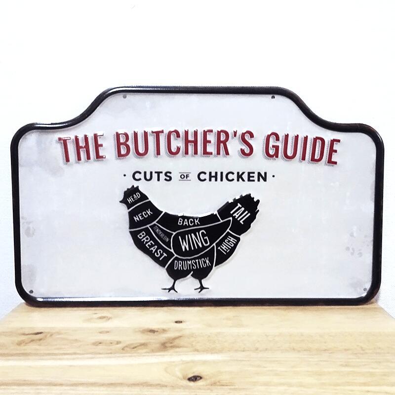 アメリカン レトロ ブリキ看板 ビンテージ CUTS CHICKEN 鶏肉 チキン 