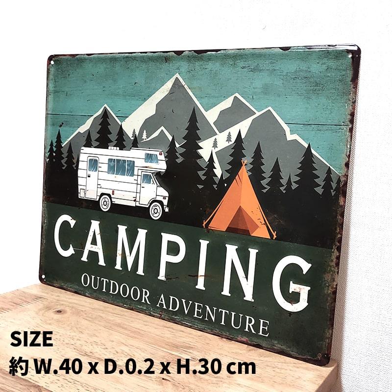 アメリカン レトロ 訳あり ブリキ看板 ビンテージ キャンプ CAMPING 