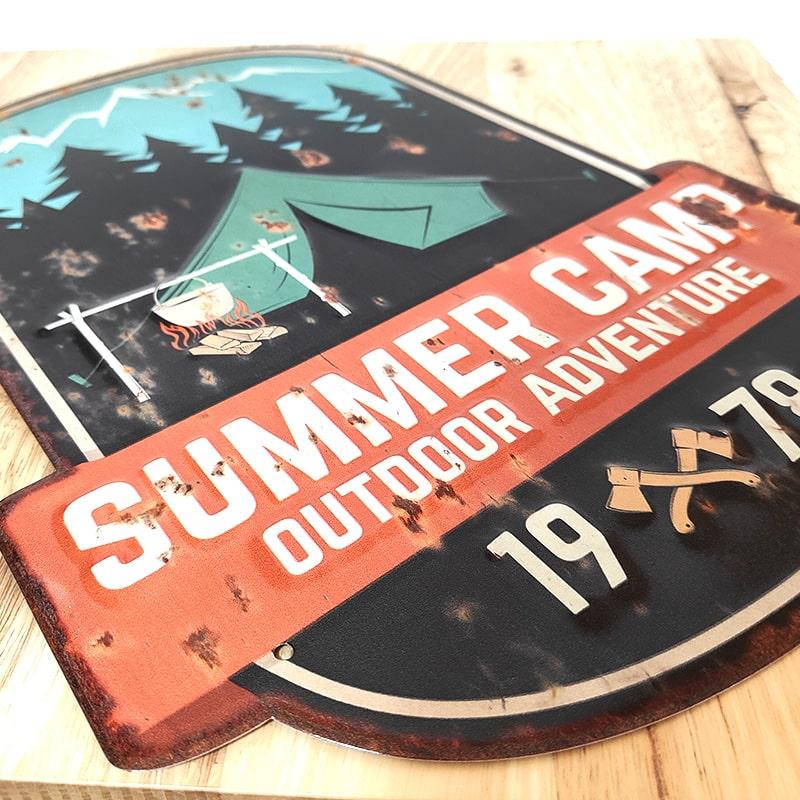 アメリカン レトロ ブリキ看板 アンティーク SUMMER CAMP ADVENTURE