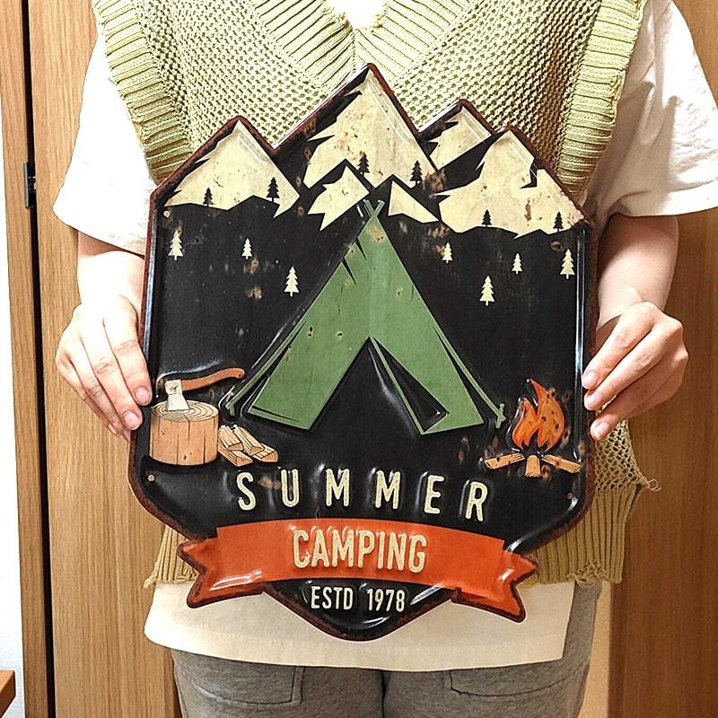 アメリカン レトロ ブリキ看板 おしゃれ SUMMER CAMPING アウトドア