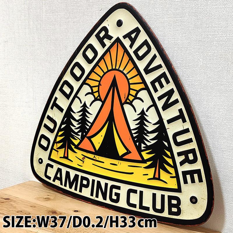 アメリカン レトロ ブリキ看板 ADVENTURE CAMPING CLUB おしゃれ