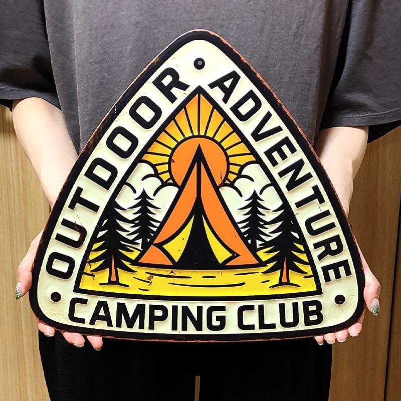 アメリカン レトロ ブリキ看板 ADVENTURE CAMPING CLUB おしゃれ