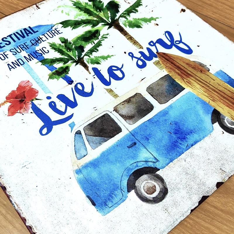 アメリカン レトロ ブリキ看板 ハワイ ビーチ サーフィン 可愛い