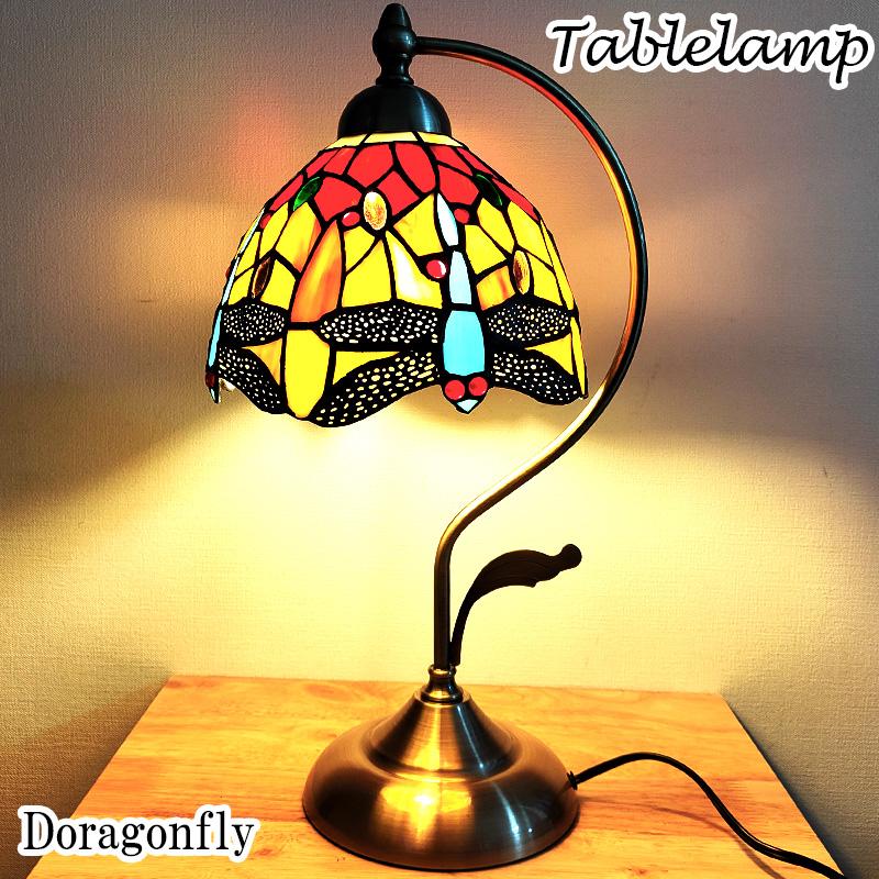 テーブルランプ おしゃれ トンボ LED ライト ステンドグラス モダン