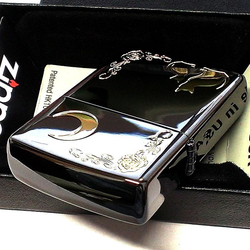 ZIPPO ライター ネコ ブラック ゴールド ジッポ 猫 可愛い 黒金
