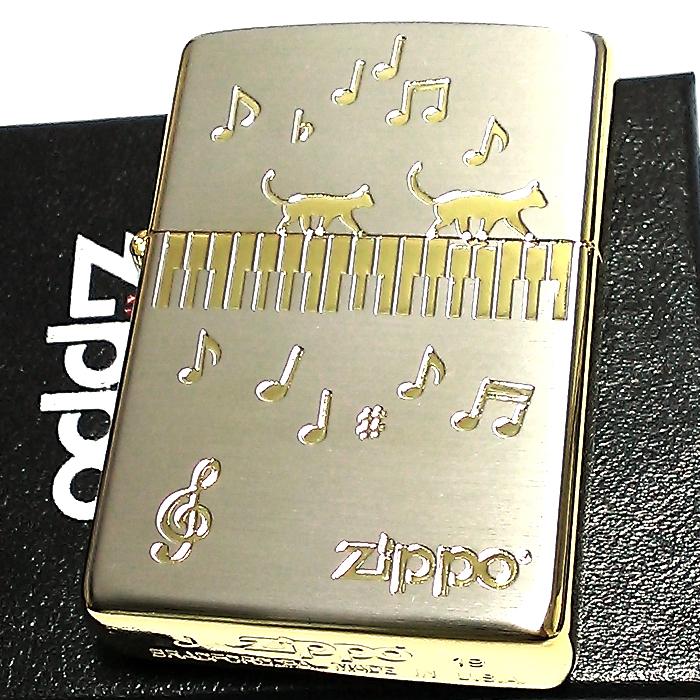 ZIPPO（ジッポー） ライター ジッポ ピアノ ネコ シルバー＆ゴールド