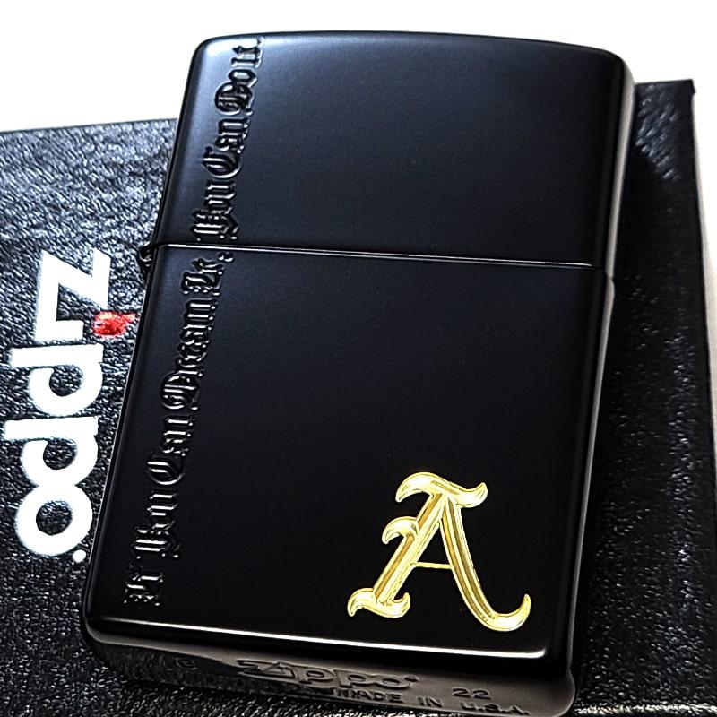 ZIPPO ライター イニシャル A ジッポ マットブラック