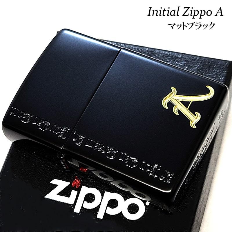 ZIPPO ライター イニシャル A ジッポ マットブラック