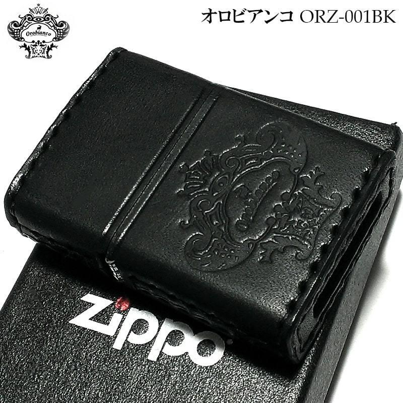 ZIPPO ライター オロビアンコ 本牛革 手縫い ブラック レザー 型押