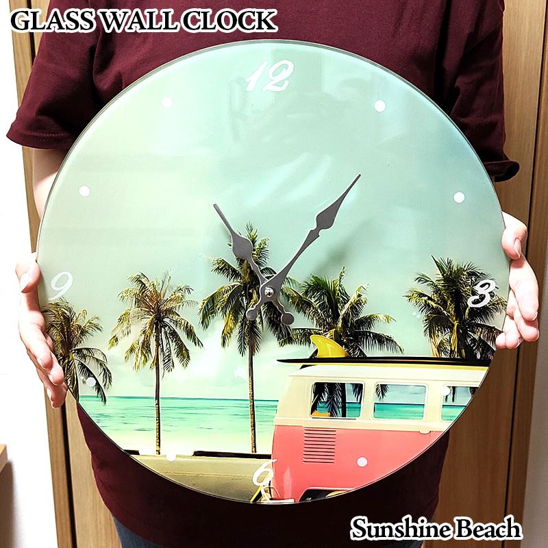 アメリカン レトロ 掛時計 ビーチ ガラス ウォールクロック Sunshine